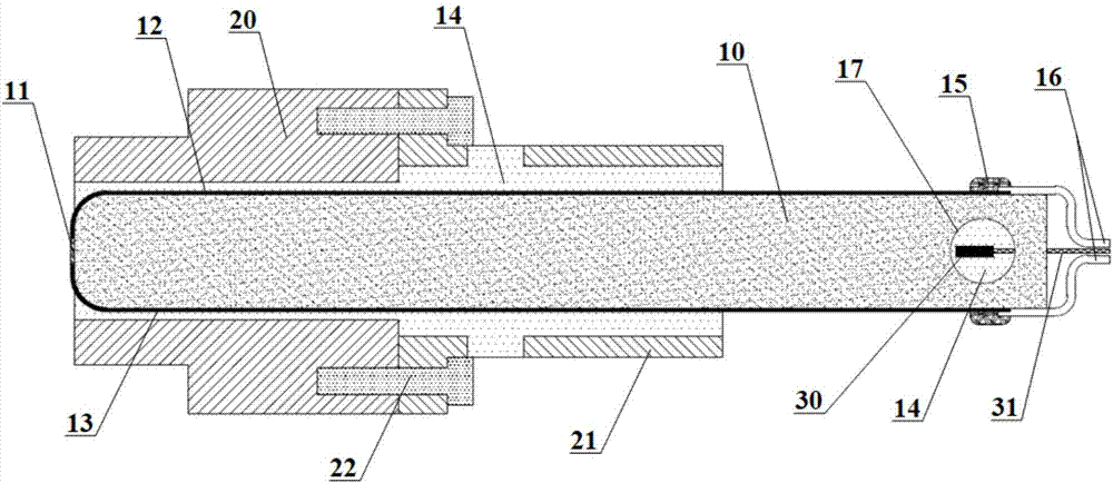 Probe-type thin film thermocouple temperature sensor and manufacturing method thereof