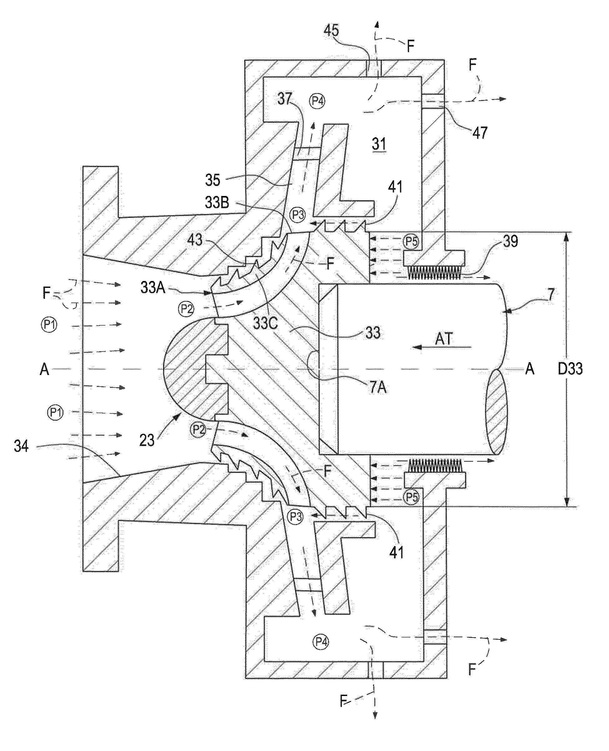 Fancooled electrical machine with axial thrust compensation