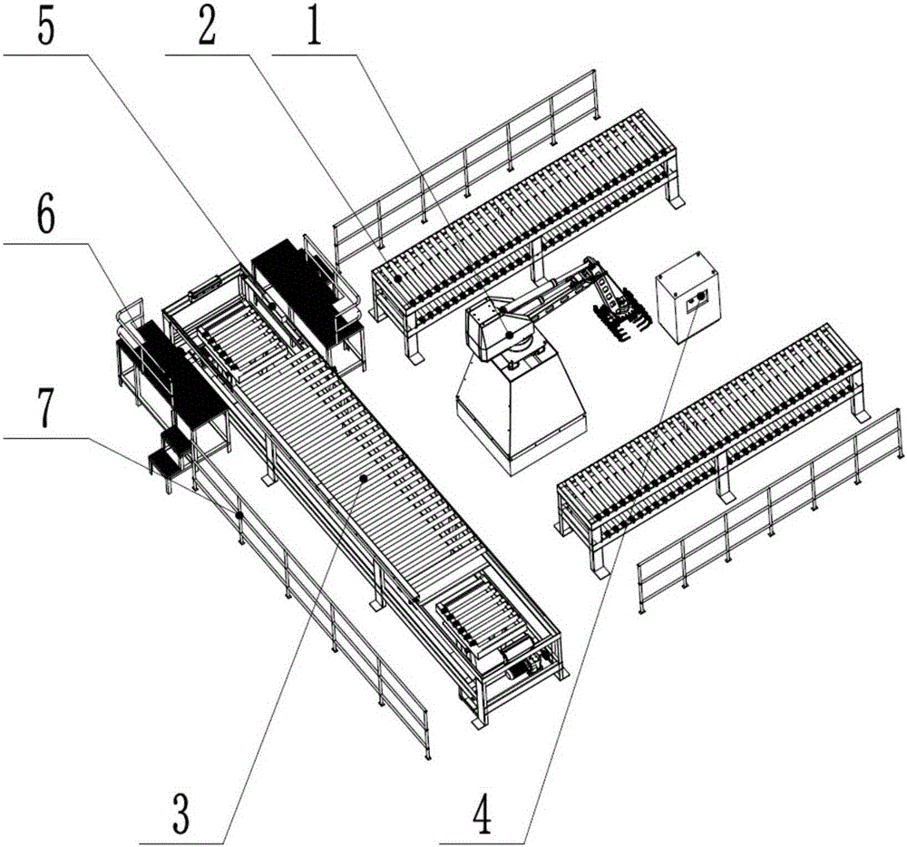 Automatic tray circulating robot stacking system