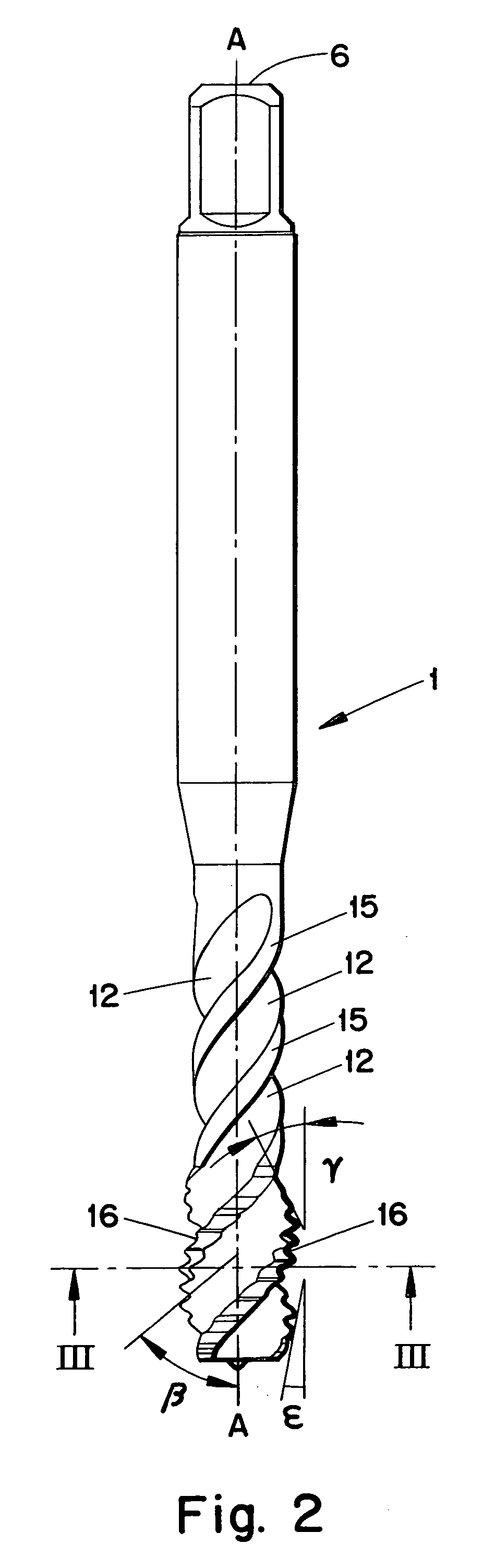 Threading tap for cutting threads in blind holes and methods of its manufacture