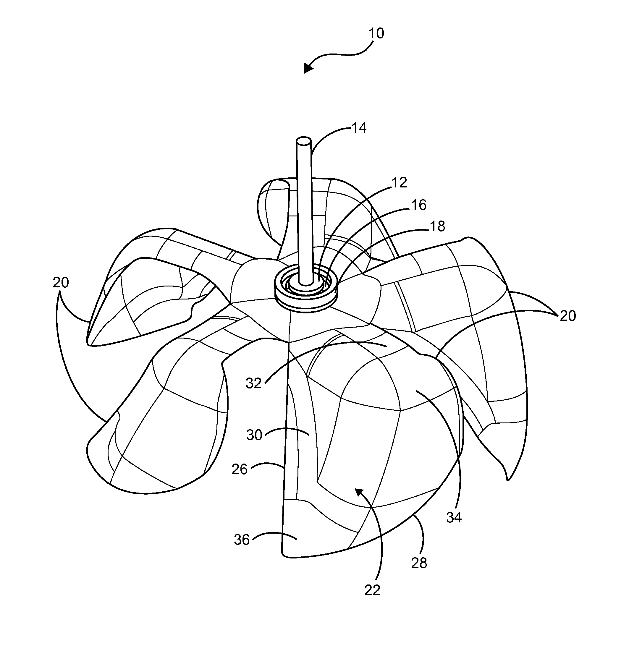 Uni-directional axial turbine blade assembly