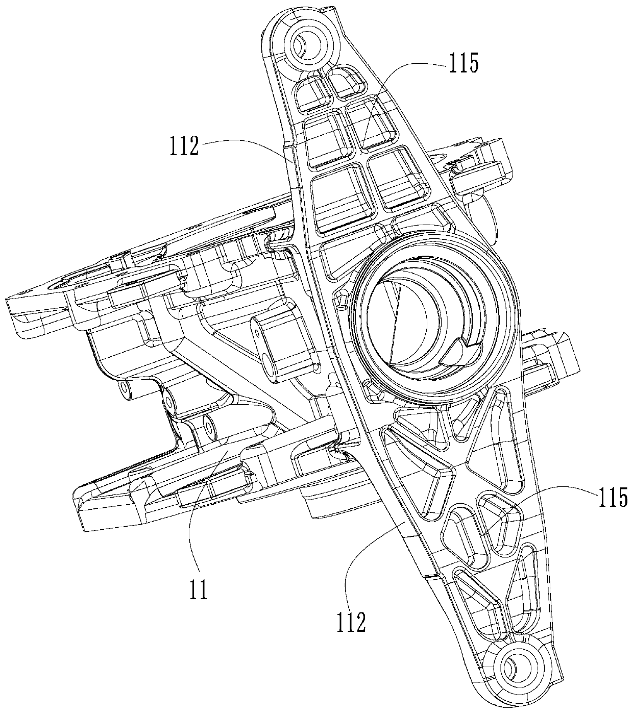 Automobile bracket with embedding part and die-casting die for forming automobile bracket