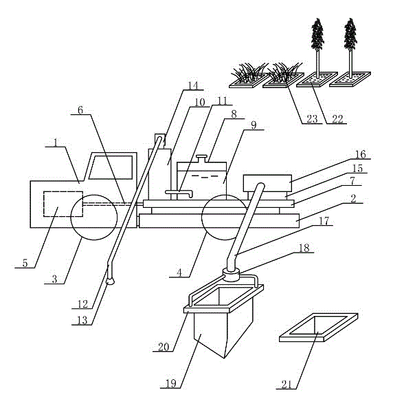 Vehicle device for building sand-proof tree planting pit in desert