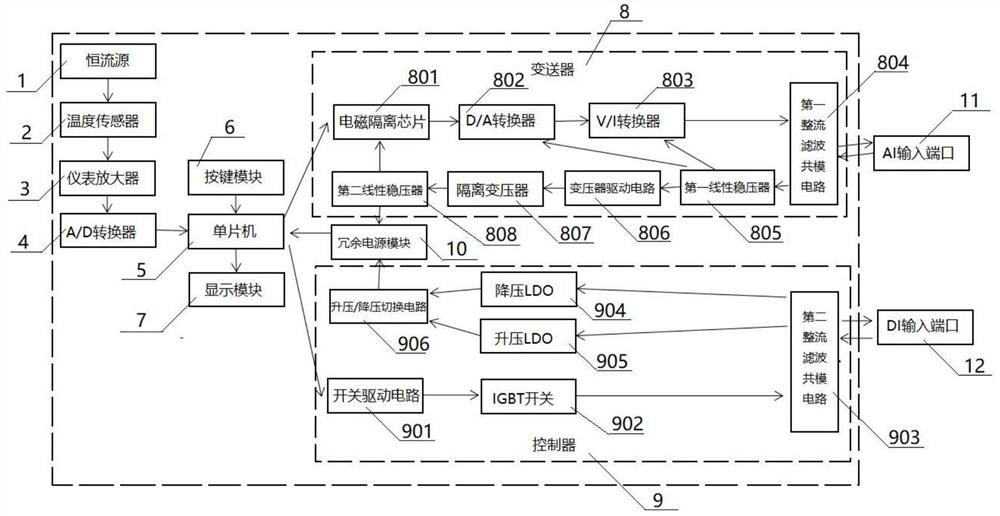 Two-wire loop power supply digital display intelligent temperature controller and transmitter integrated instrument