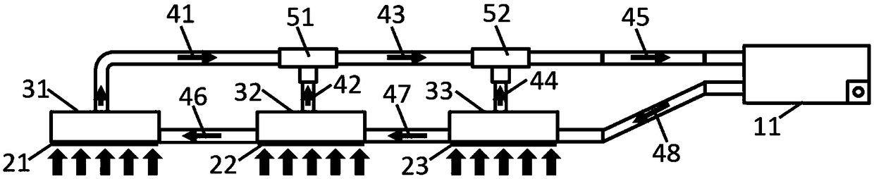 A parallel loop heat pipe heat dissipation device used for heat dissipation of a server chip