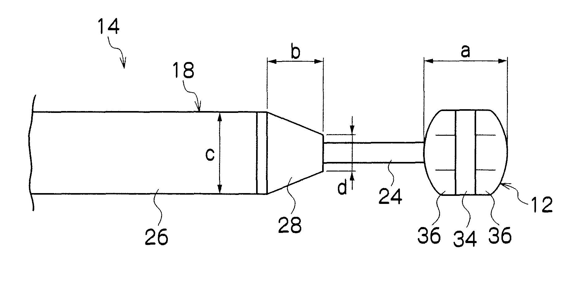 Treatment instrument for endoscope including a sheath having a tapered portion at a distal end portion thereof