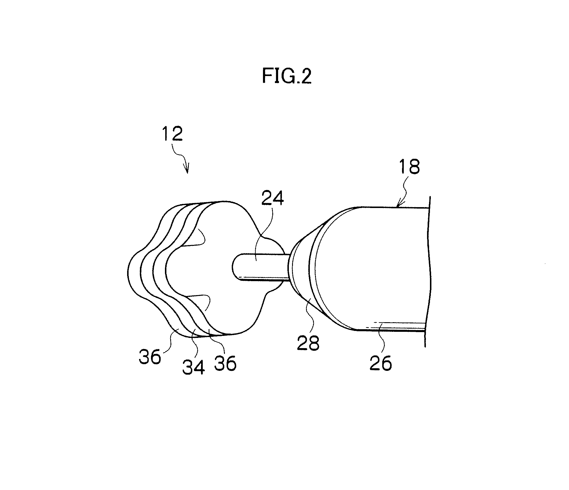 Treatment instrument for endoscope including a sheath having a tapered portion at a distal end portion thereof