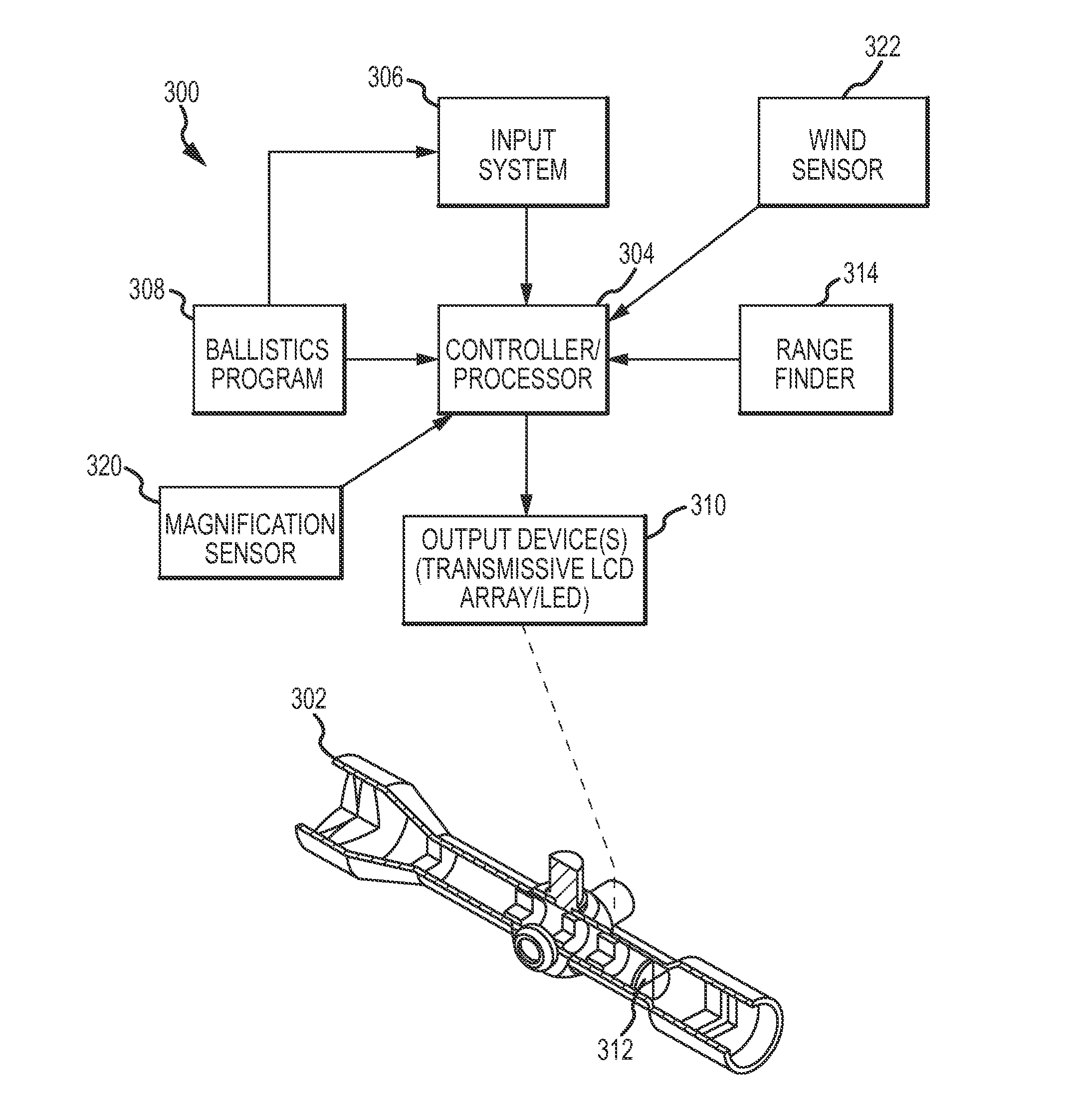 Optical device having windage measurement instruments