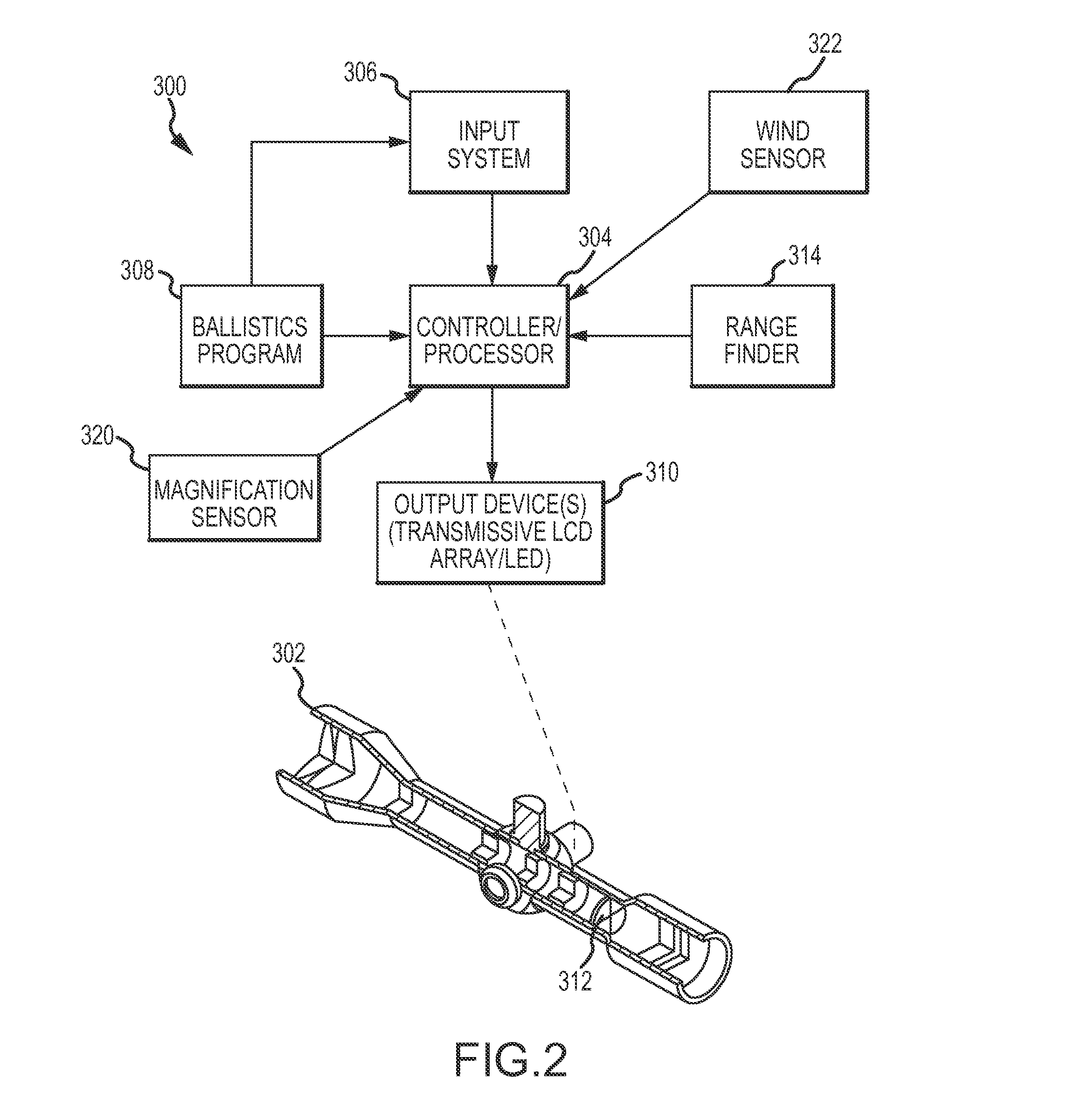 Optical device having windage measurement instruments