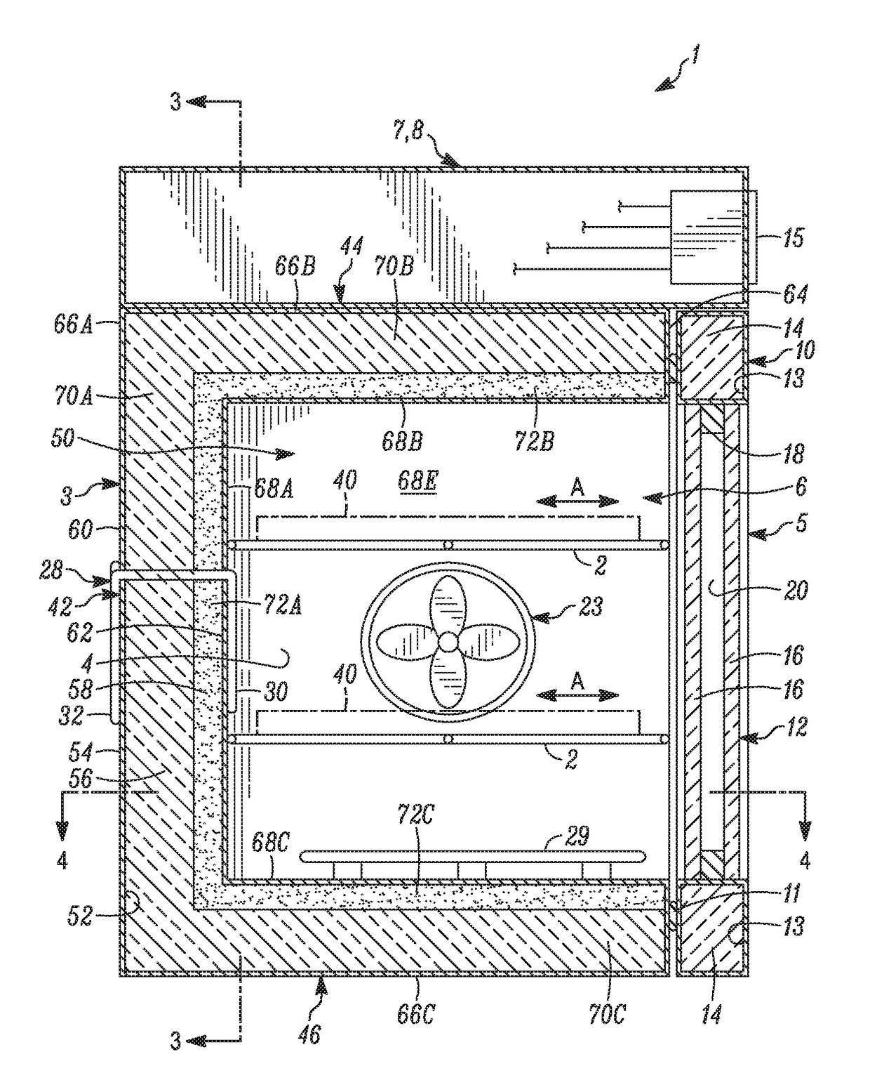 Insulated chamber with packetized phase change material