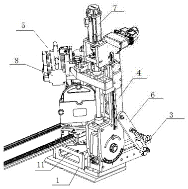 Angle-adjustable sawing machine for sealing strip sawing