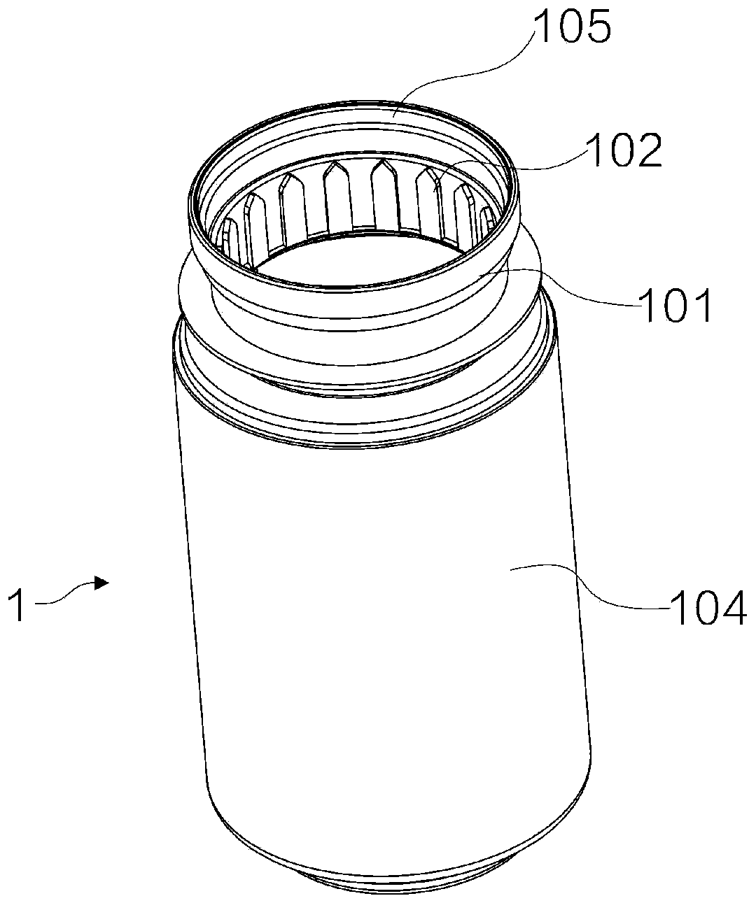 Container and bottle perform thereof as well as application