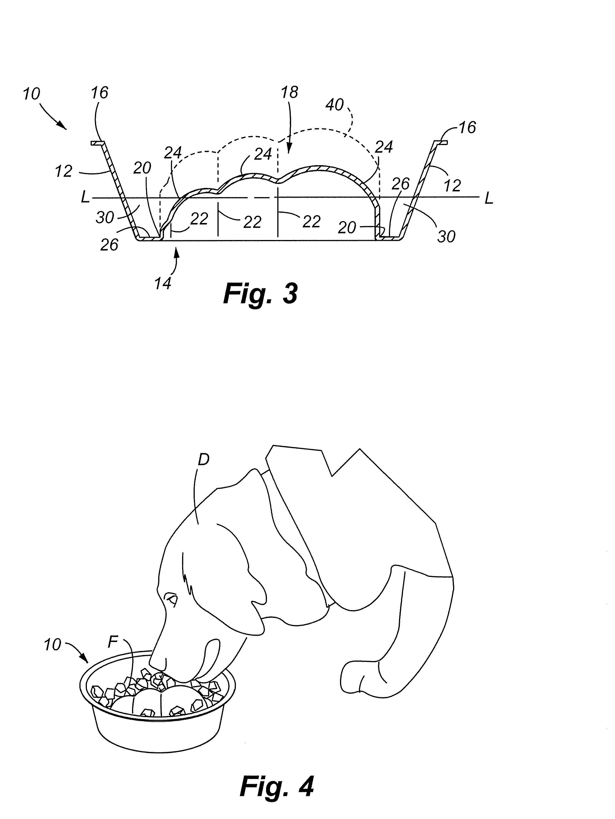 Pet Food Bowl With Integral Protrusion for Preventing Aspiration of Food