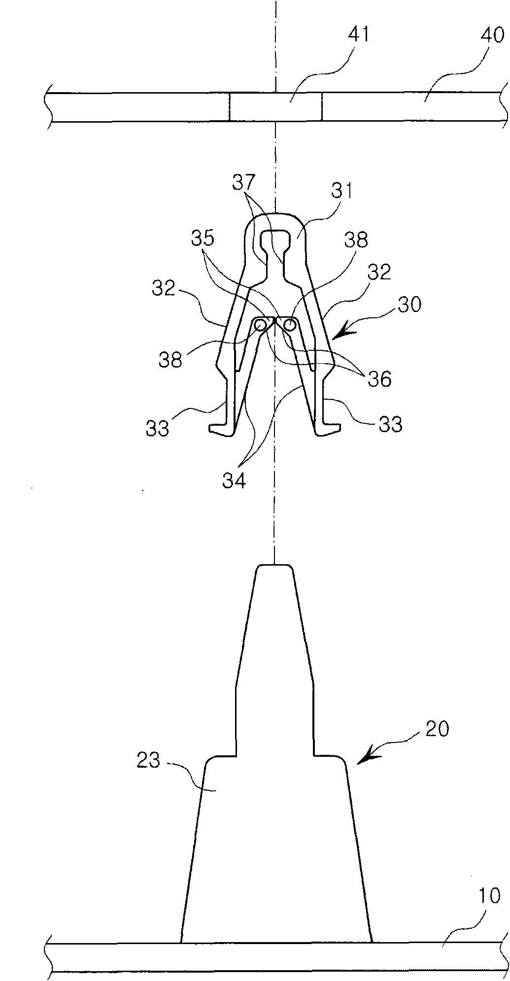 Plastic clip for vehicle