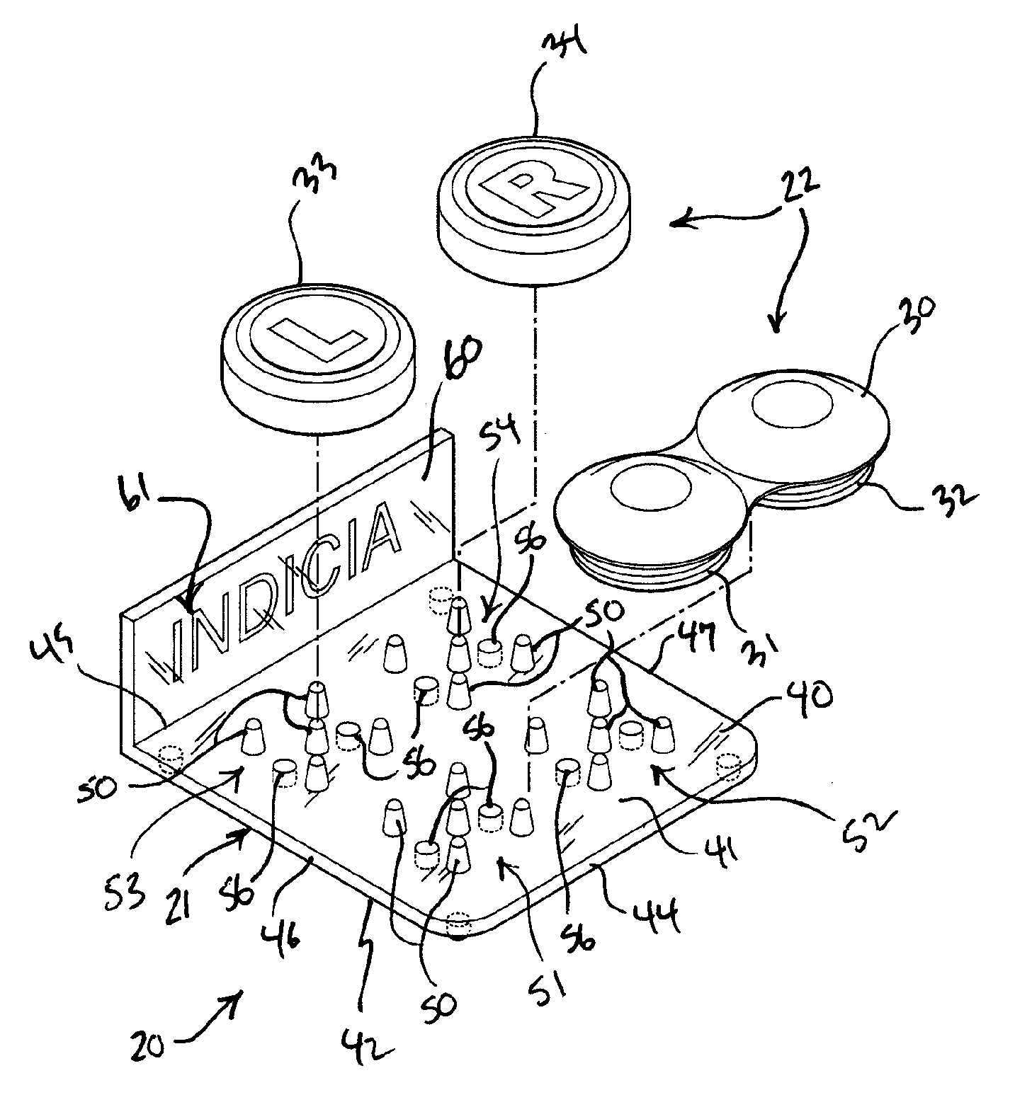 Contact lens case drying and storage rack assembly