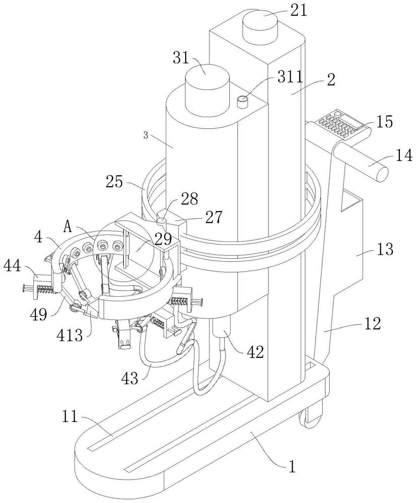 An automatic lifting type tree whitening device for convenient tree whitening