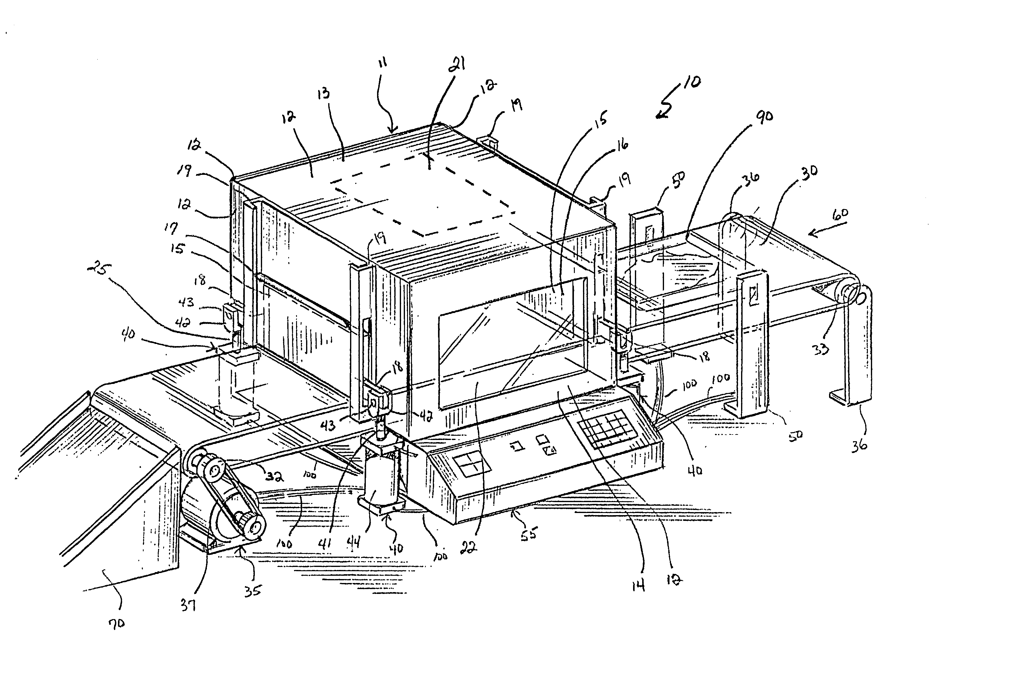 Conveyorized oven with automated door