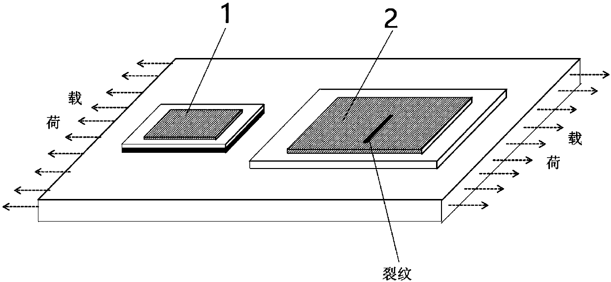 Strain and crack decoupling measurement device and method based on binary patch antenna array