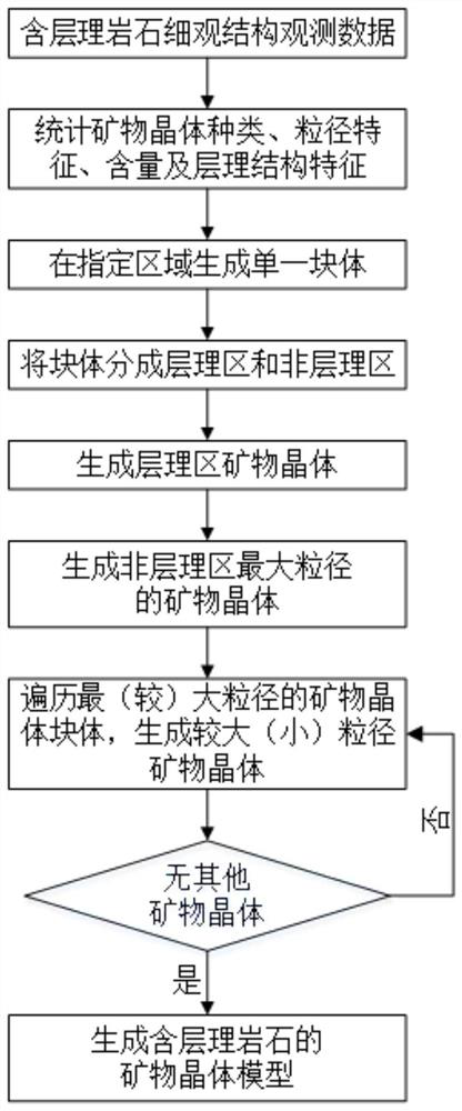 Method for generating stratified rock-containing mineral crystal model