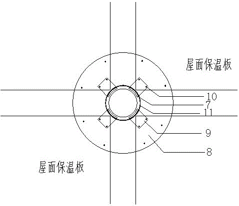 Roof exhaust pipe fixing device and manufacturing method thereof