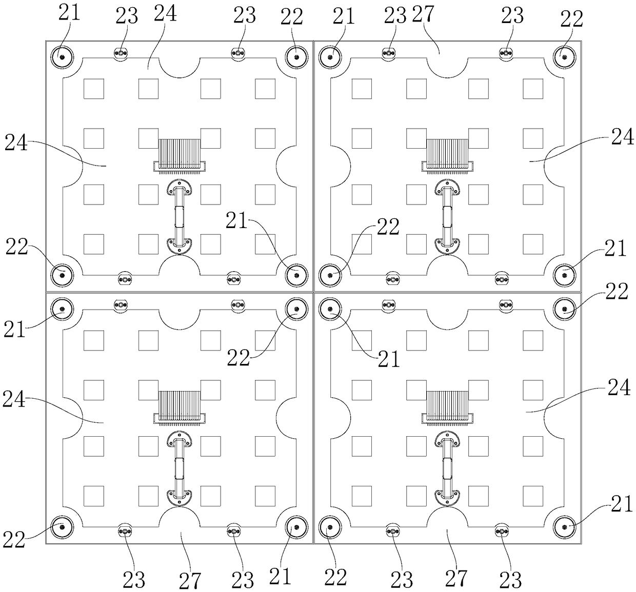 Splicing structure of display modules and display screen