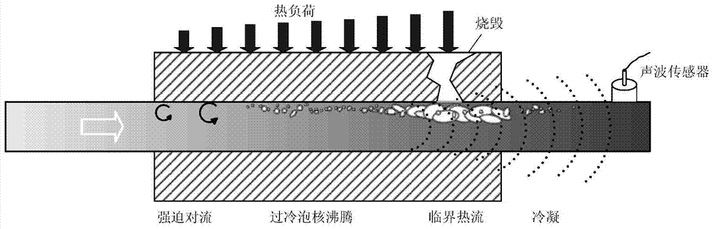 Reactor internal component critical heat flux real-time monitoring method based on sonic sensor