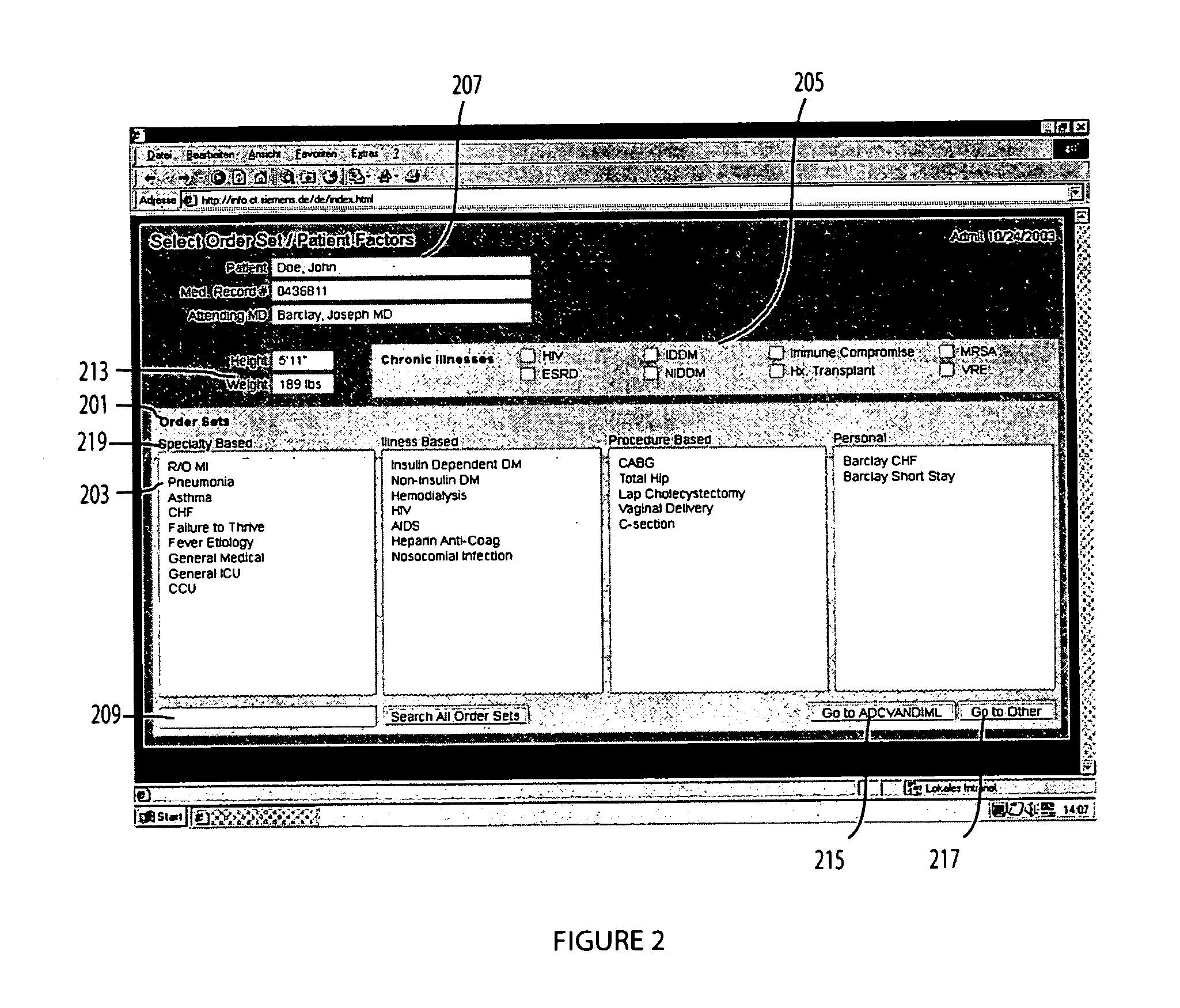 Service order system and user interface for use in healthcare and other fields