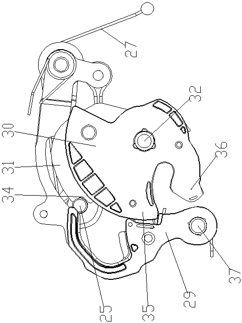 Pulley block type electric automobile door lock structure