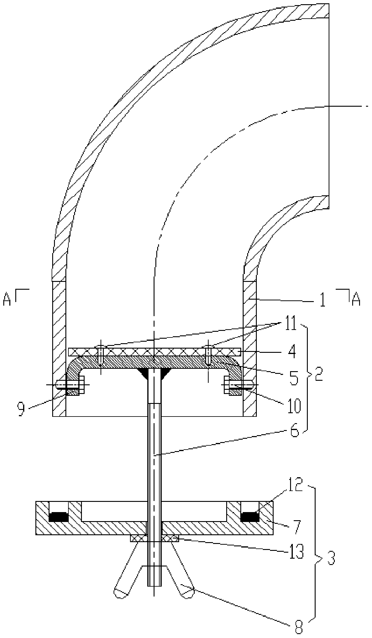 Drooping type circular air pipe air outlet structure with watertight cover and insect-proof net