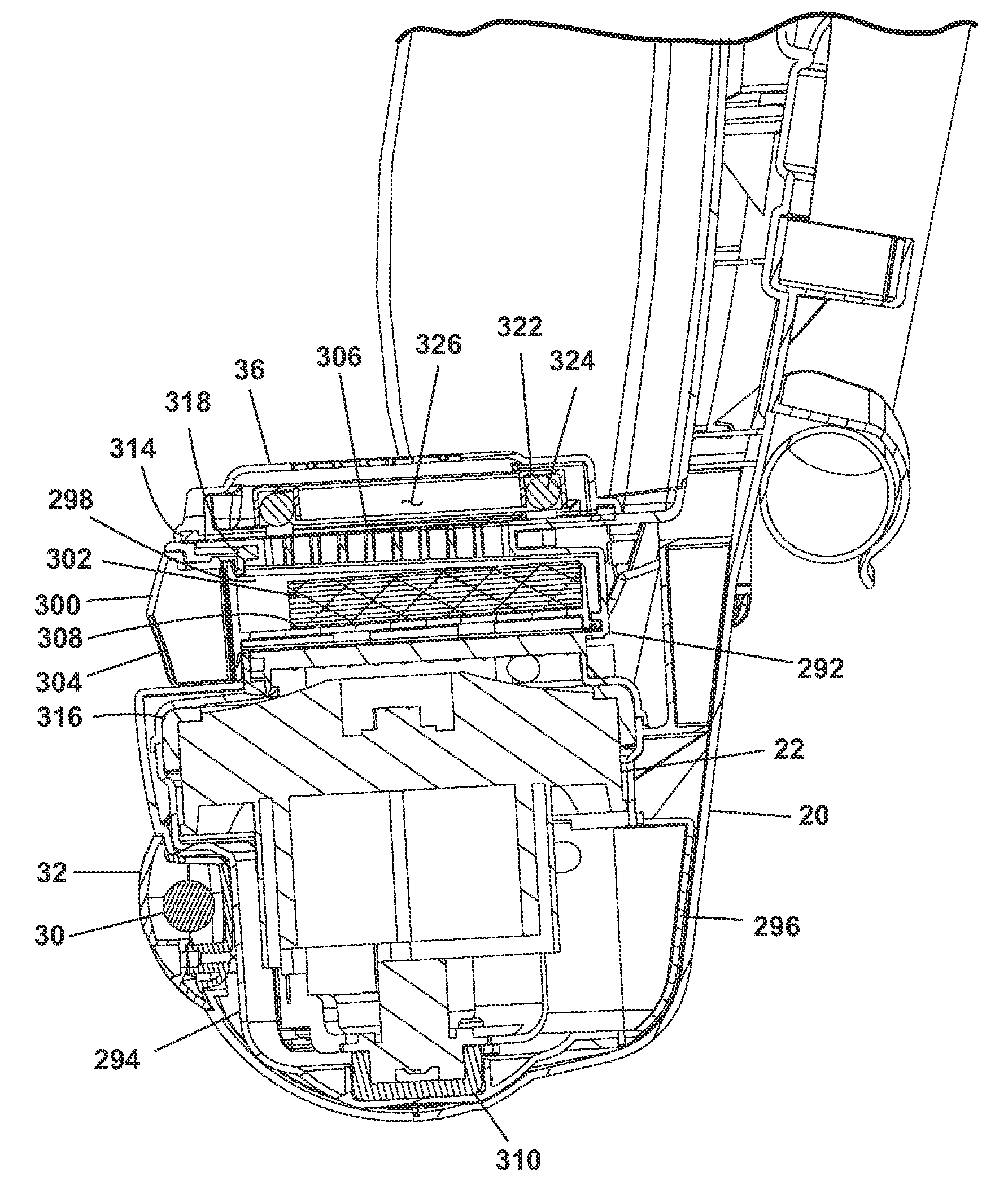 Vacuum cleaner with improved hygenic performance