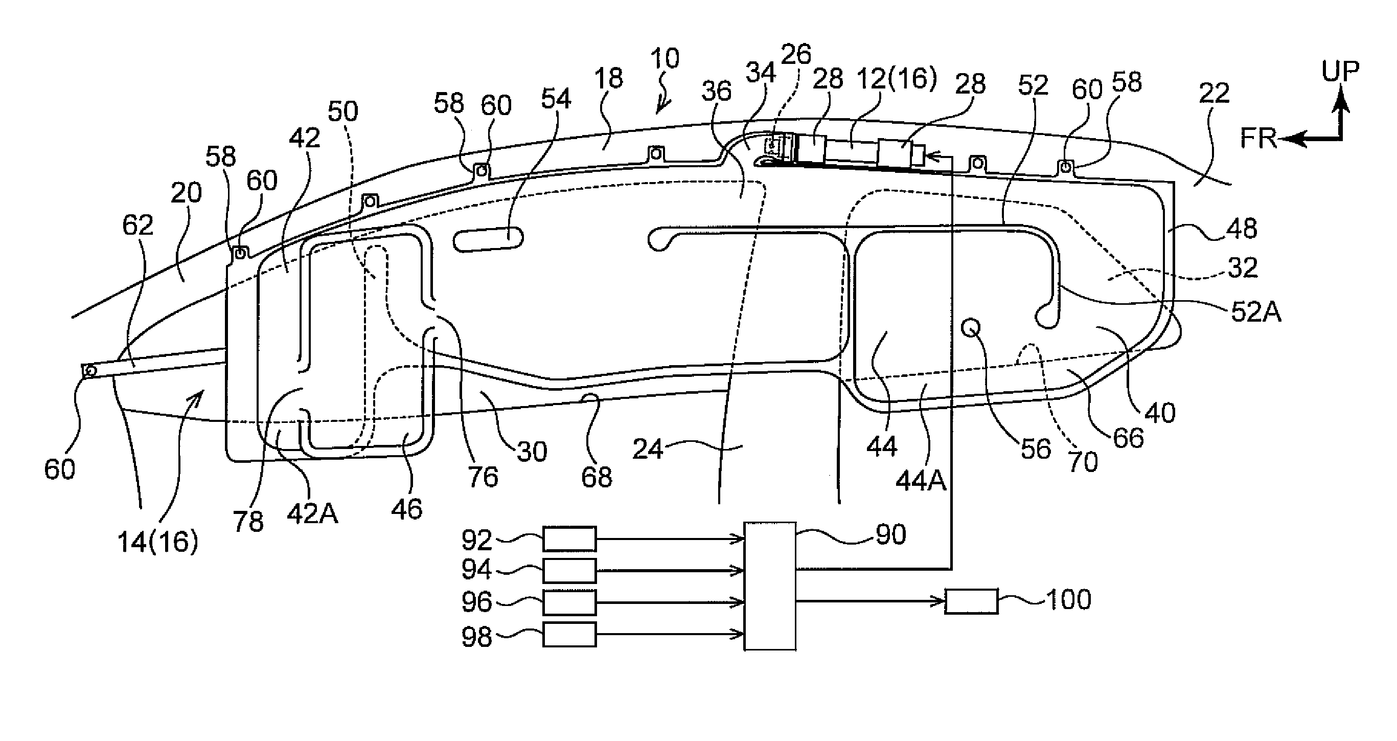 Vehicle curtain airbag device