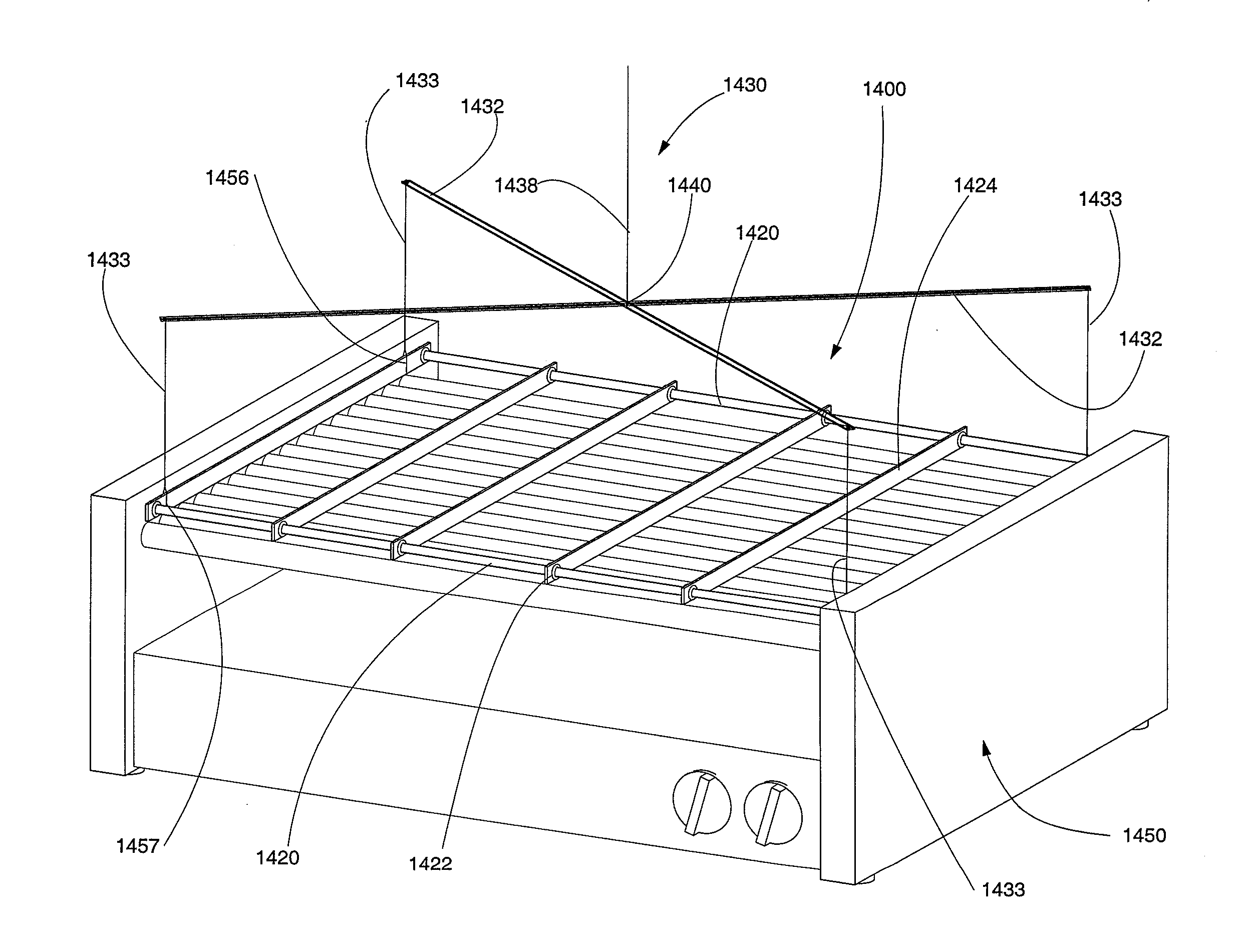 Roller grill separating device