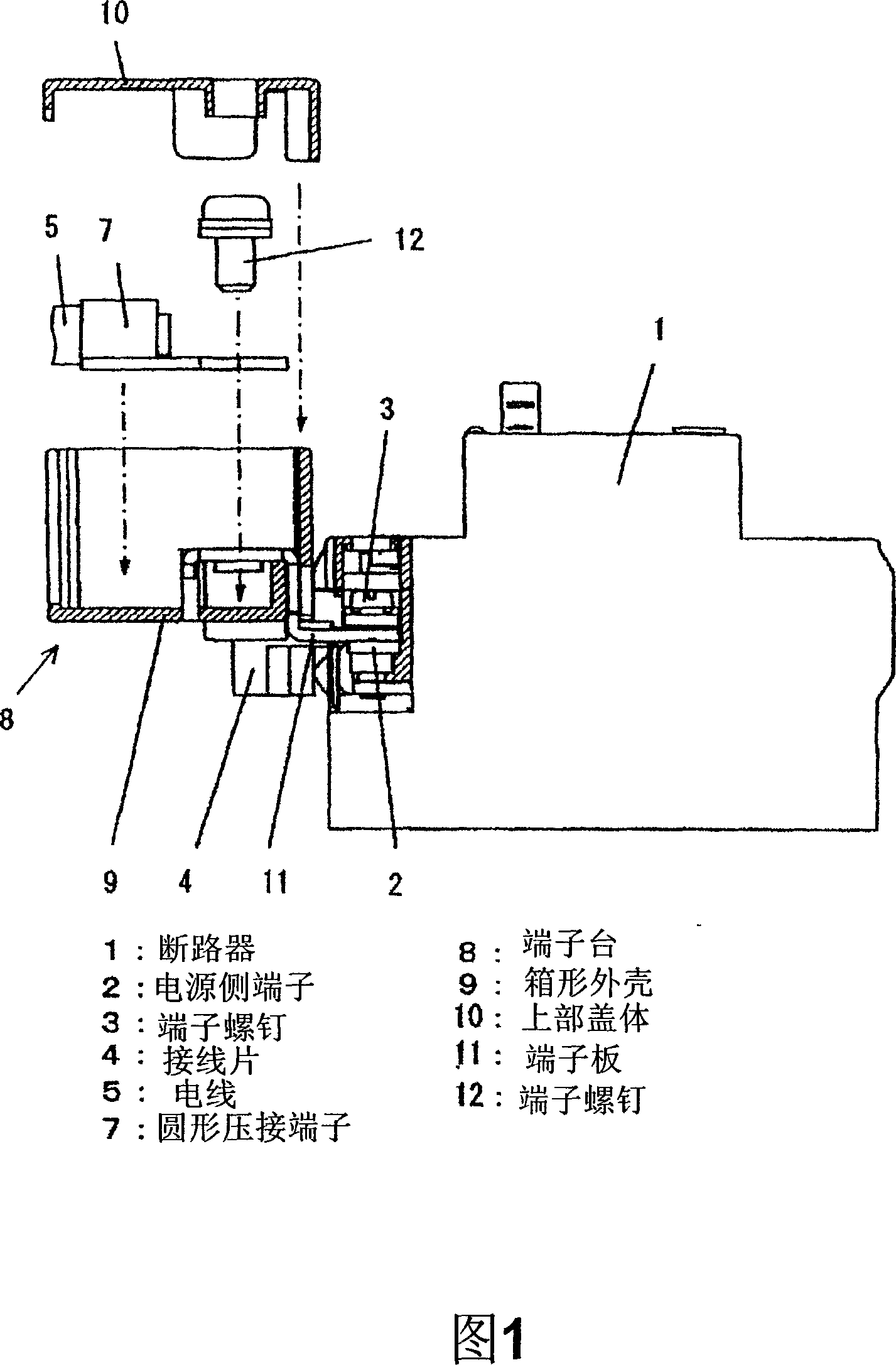 Relay terminal device of circuit breaker