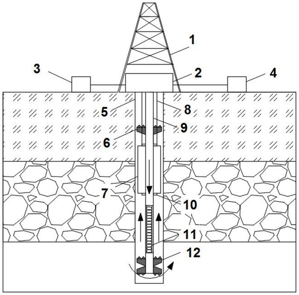 Deep well measuring instrument conveying device and method