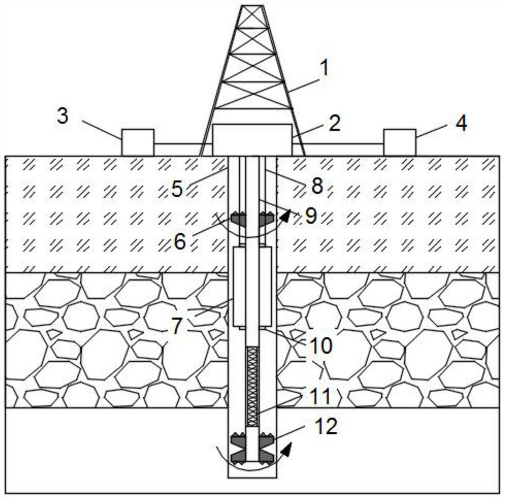 Deep well measuring instrument conveying device and method