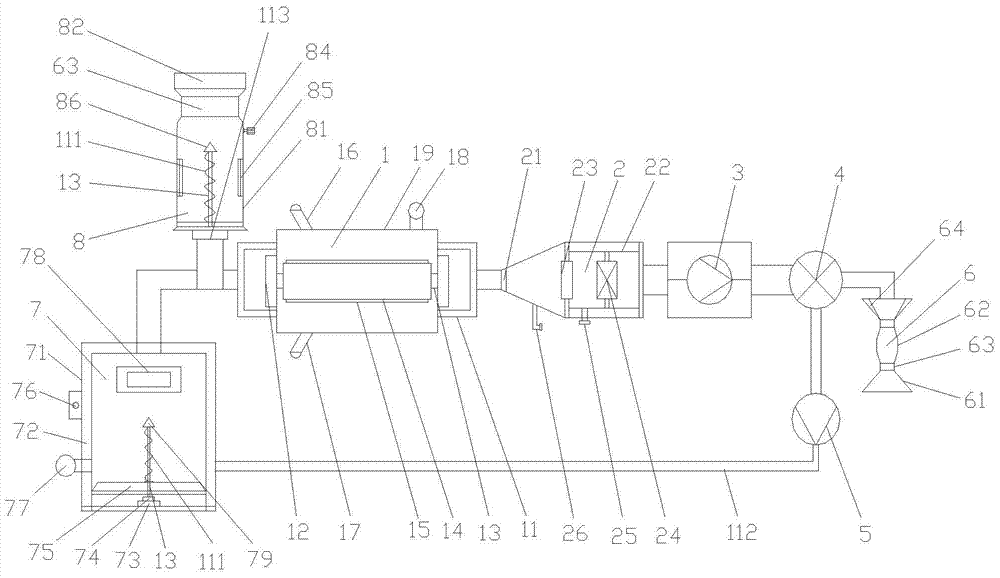 A powder spraying three-pass dryer