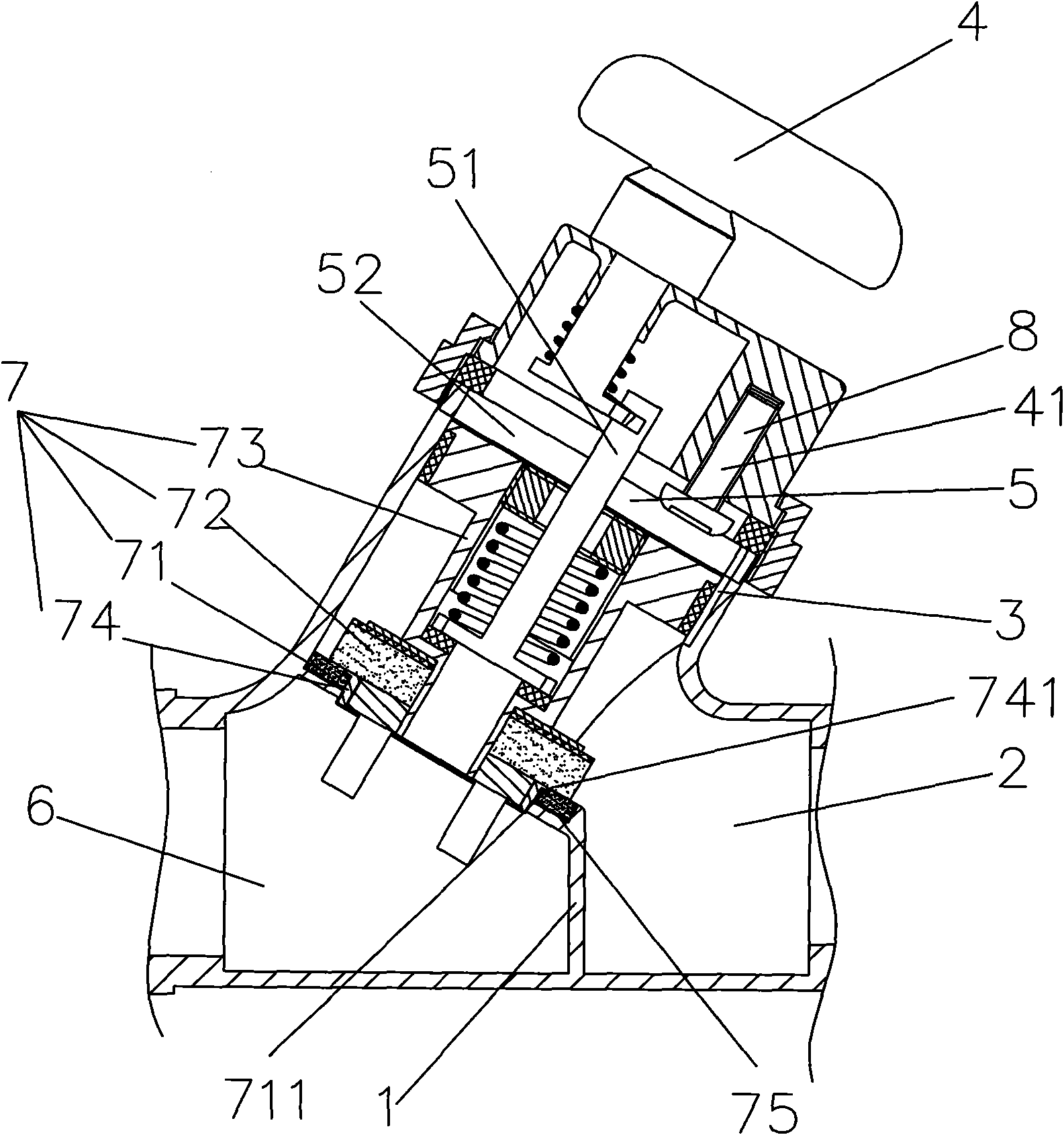 Improved on-off device for time-delay self-closing urinal flushing valve