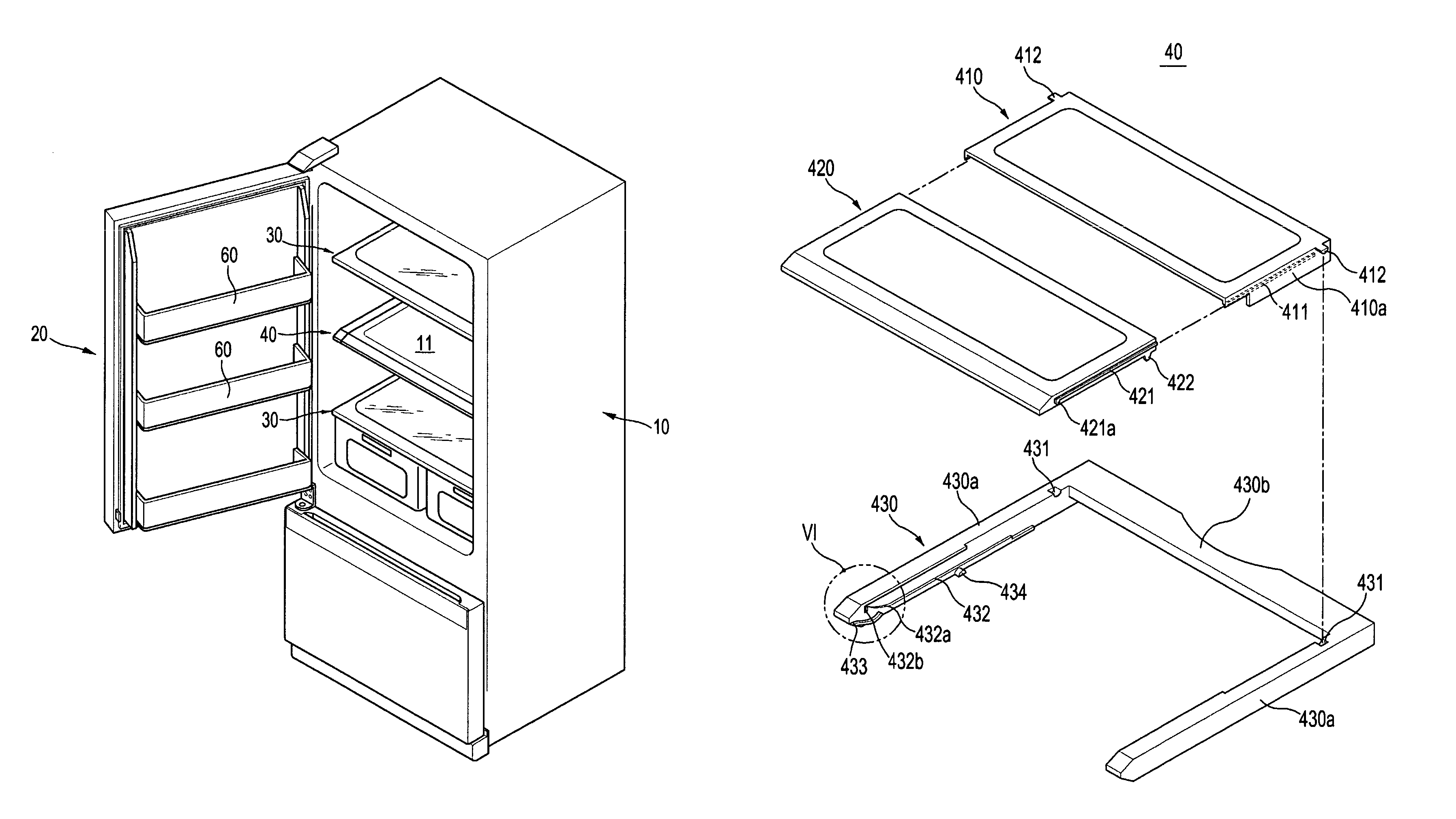 Variable shelf and refrigerator having the same