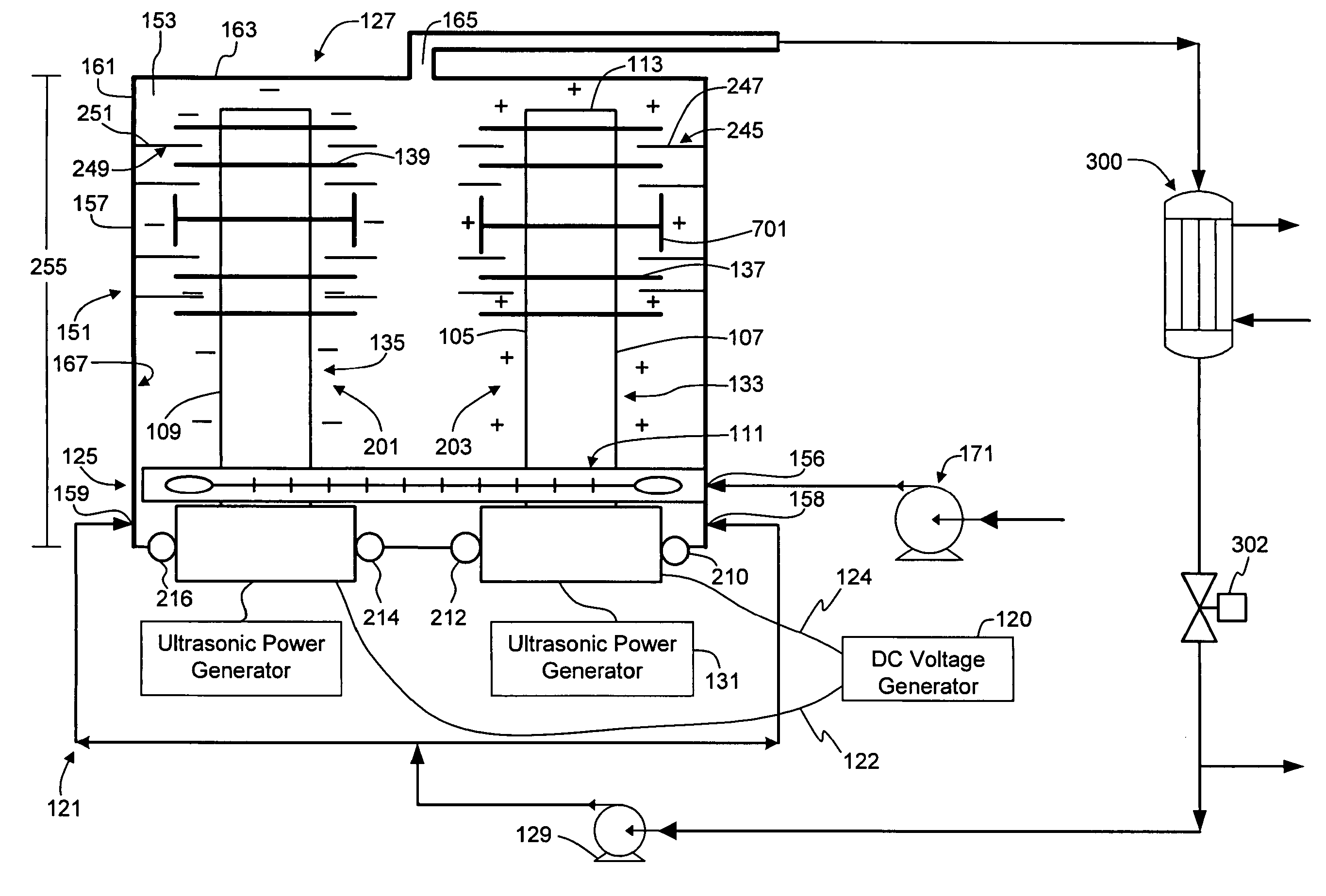 Ultrasonic treatment chamber for treating hydrogen isotopes