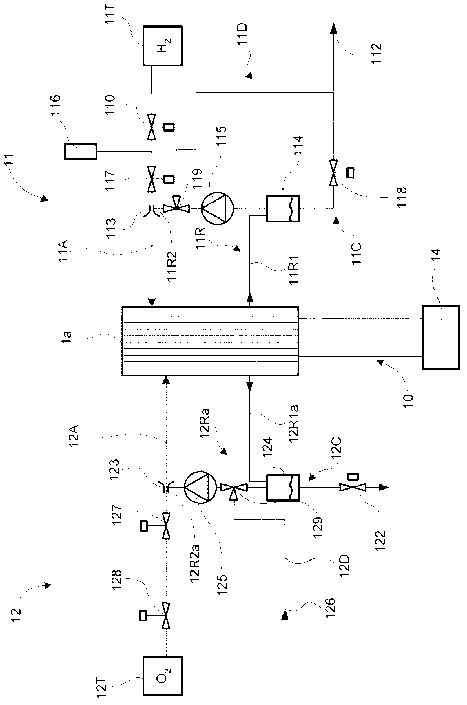 Recirculating loop for fuel cell