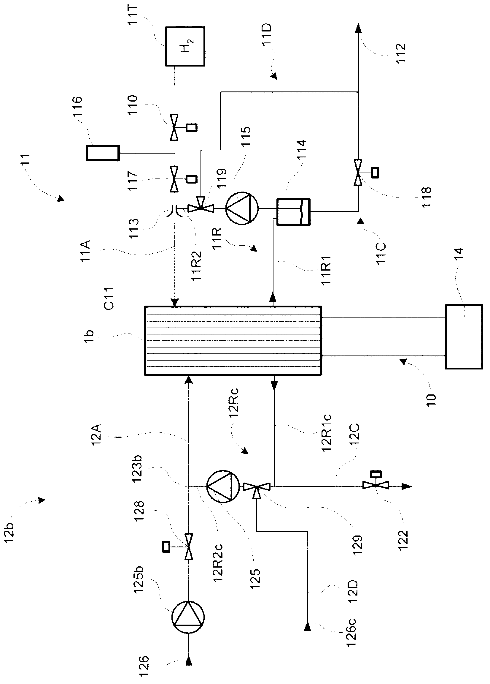 Recirculating loop for fuel cell