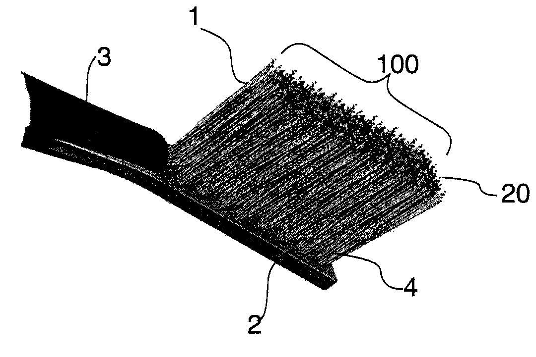 Device and packaging for precision brushing and combing and method and tool for obtaining same