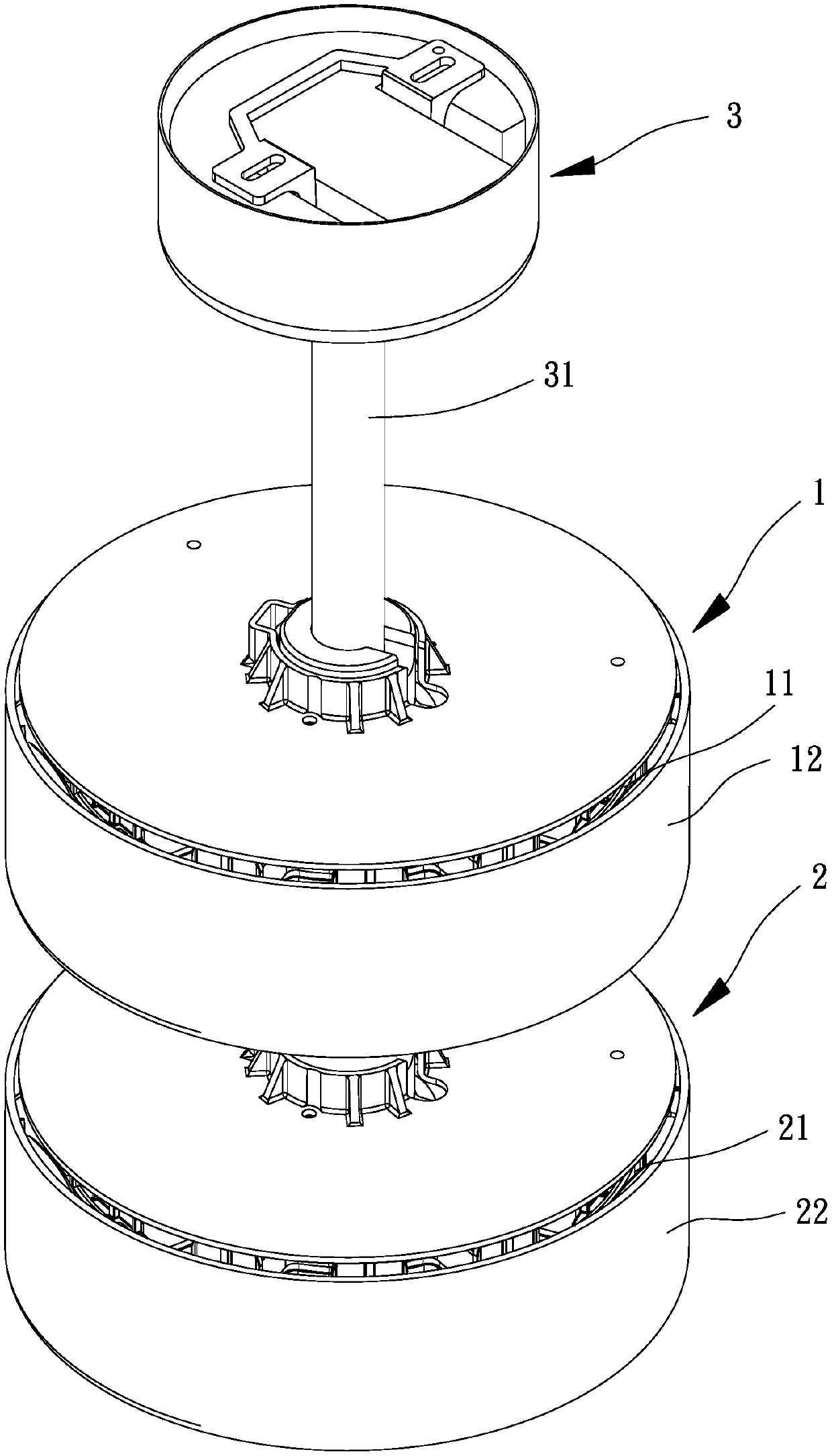 Dual motor and fan with dual motor