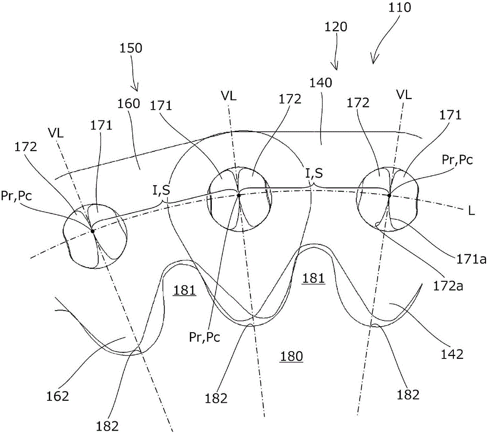 Silent chain and silent chain transmission device