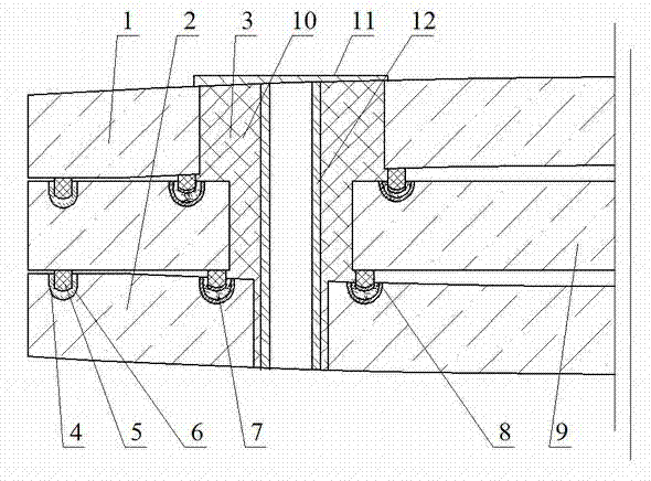 High-temperature-sheet-combination convex double-vacuum-layer glass provided with edges sealed by sealing grooves and provided with mounting hole(s)