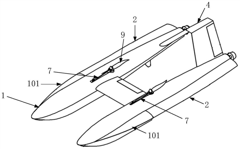 A variable configuration two-body unmanned aerial vehicle spanning water and air medium