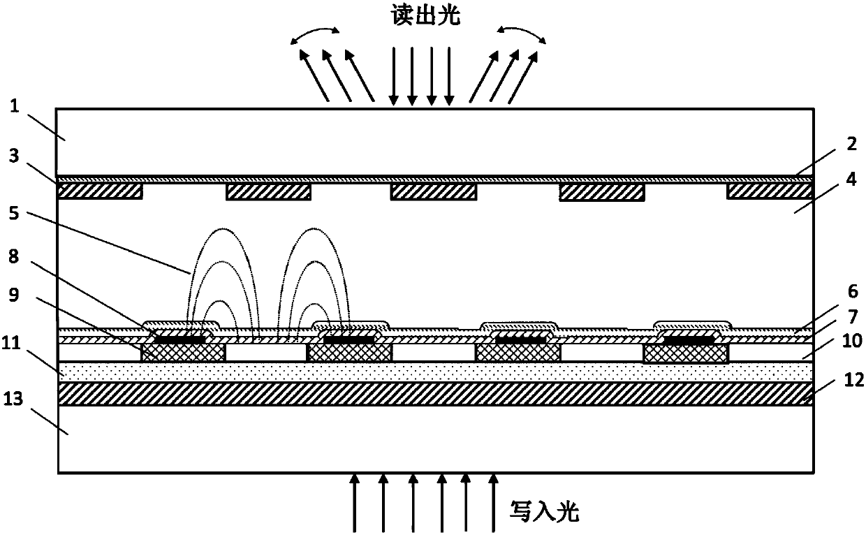 Light emitting direction controllable liquid crystal spatial light modulator