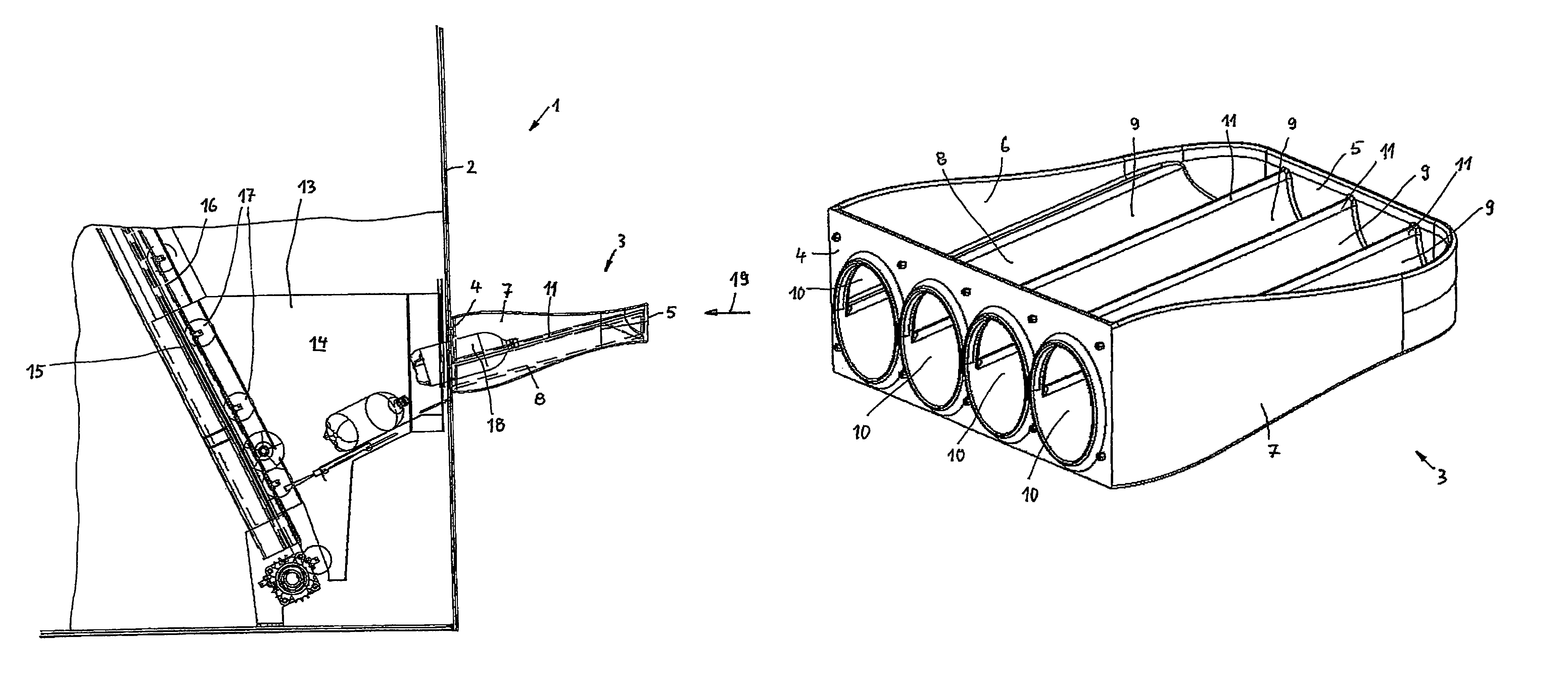 Device for taking back empty containers, in particular plastic bottles and metal cans