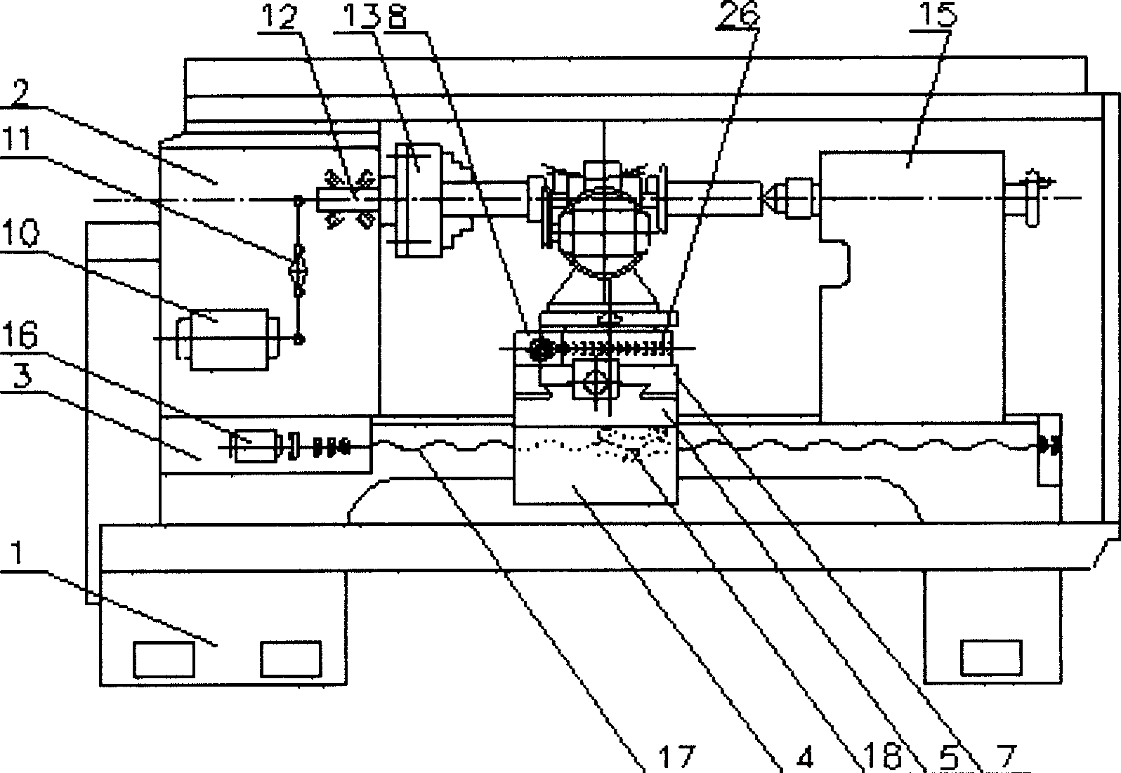 Toroid worm numerical control machine capable of making up center distance