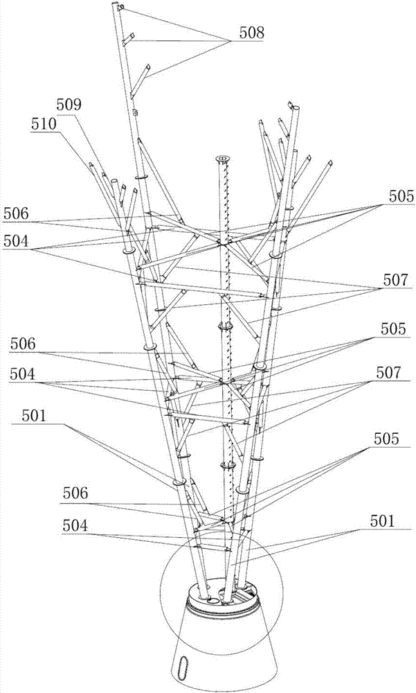 Multi-claw type multifunctional tower system for wind gathering generation